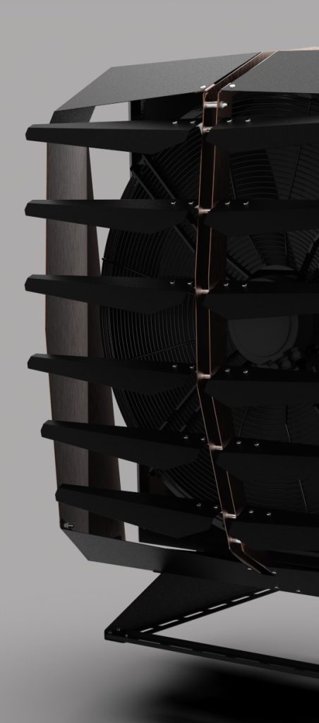 Kita Air split-indendørsenhed: venturi-deflektor, 800 mm ventilator og justerbare lameller