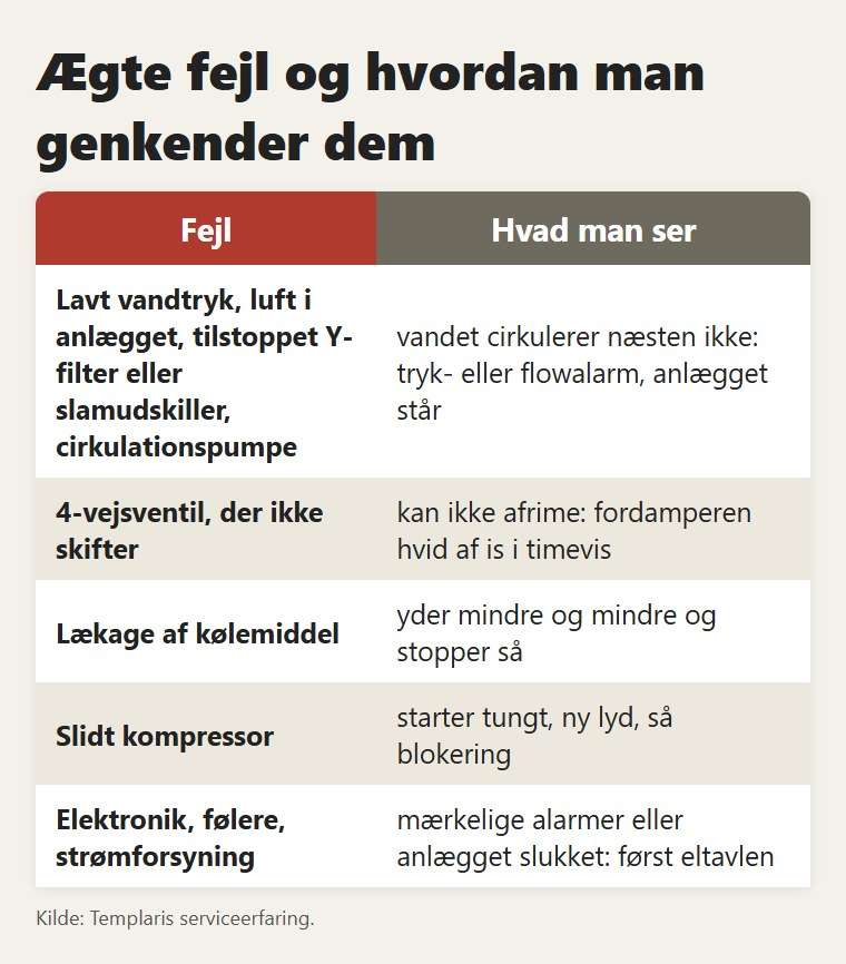 Ægte fejl, vandside og anlæg, og hvordan man genkender dem