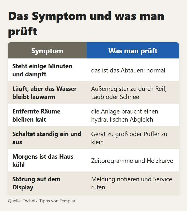 Das Symptom und was man prüft