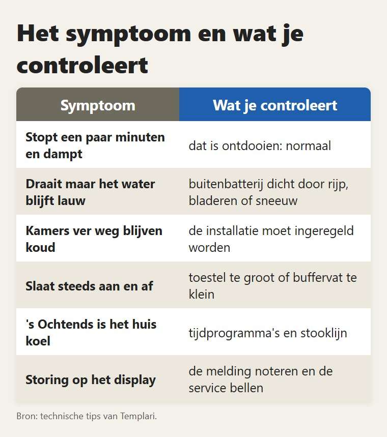 Het symptoom en wat je controleert