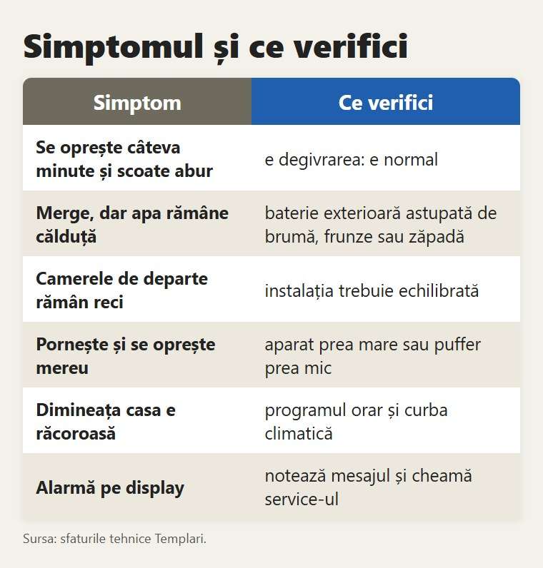 Simptomul și ce verifici